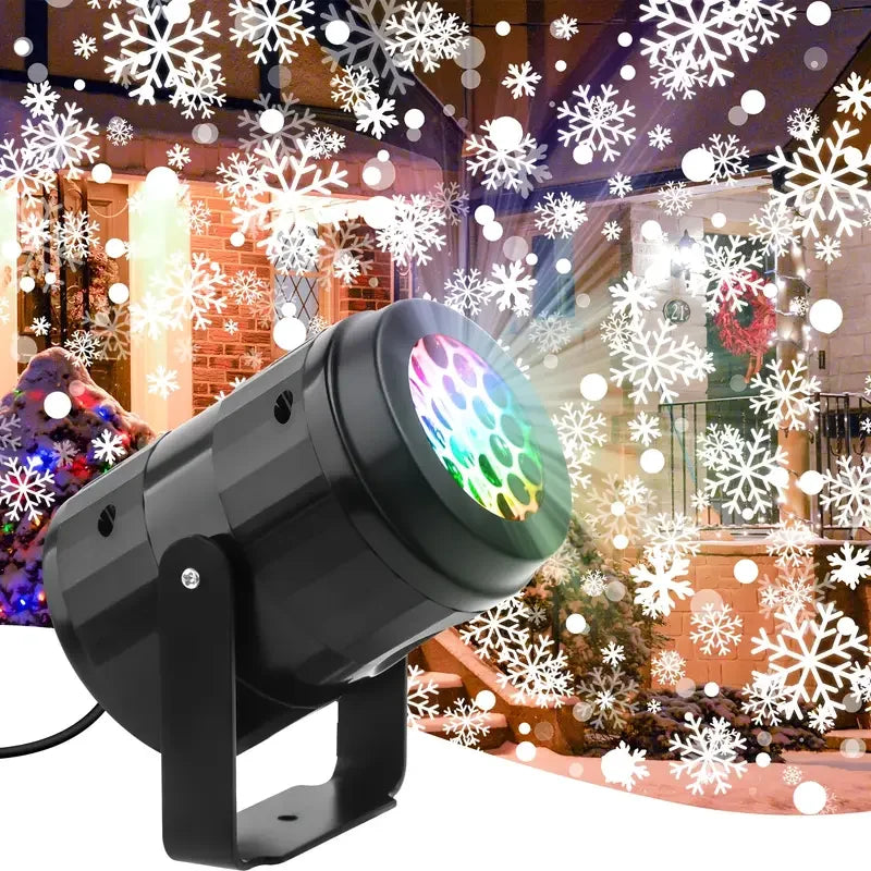 Schneeflocken-Projektor-Lichter, Weihnachtsdekoration, für den Außenbereich/Innenbereich, USB, rotierende Schneeflocke, Umgebungslicht für festliche Party, Weihnachtsdekoration