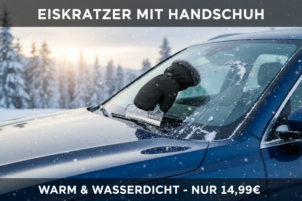 Eiskratzer mit Handschuh - 2in1, Warm, Für Auto-Windschutzscheibe