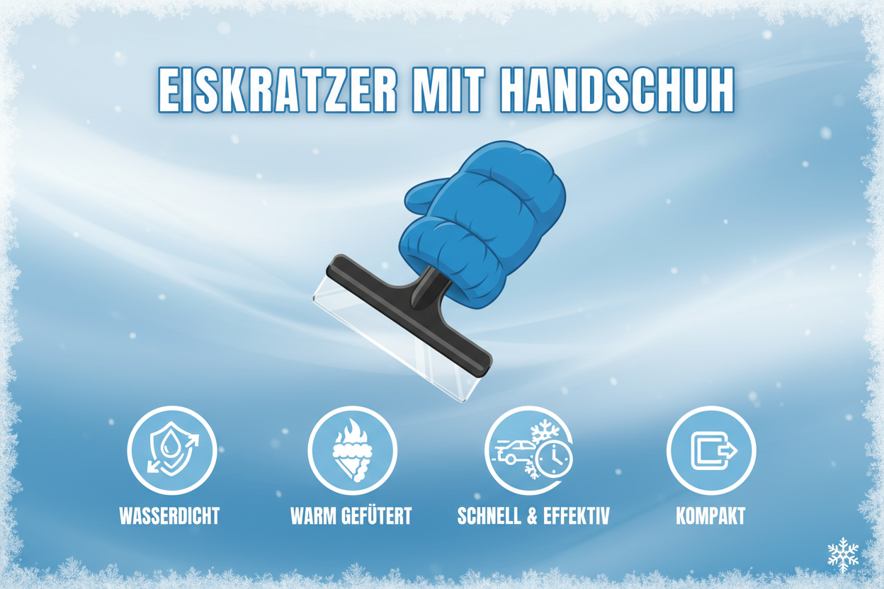 Eiskratzer mit Handschuh - 2in1, Warm, Für Auto-Windschutzscheibe