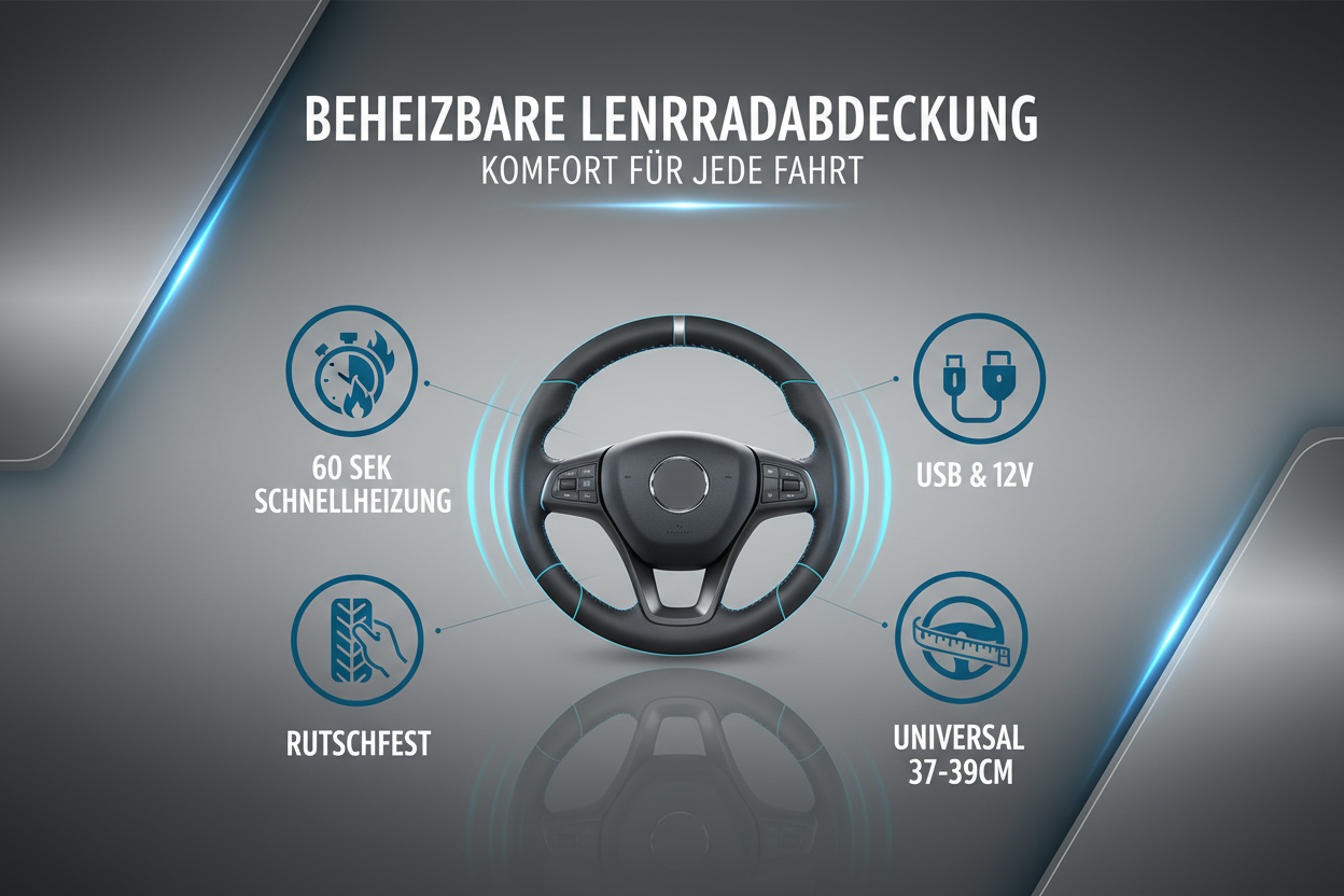 Beheizter Lenkradbezug - USB, Plüsch, Schnellheizung, Universal